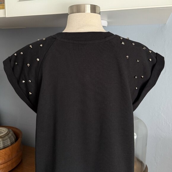 NWT The Greii Black Studded Raglan Cap Sleeve Top - Picture 5 of 8